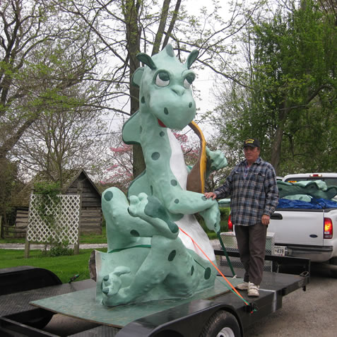 George Miller (who built the Castle entrance at our farm in 2007) accompanies the Dragon to the petting farm